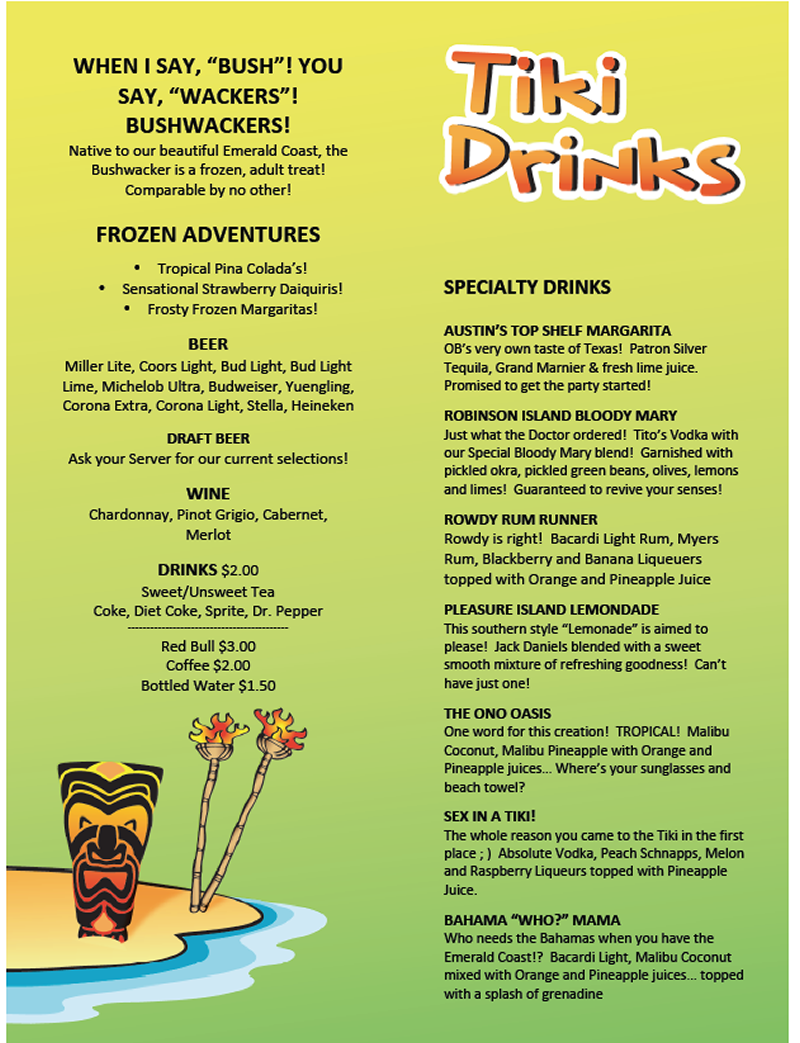 TIKI MENU DRINKS